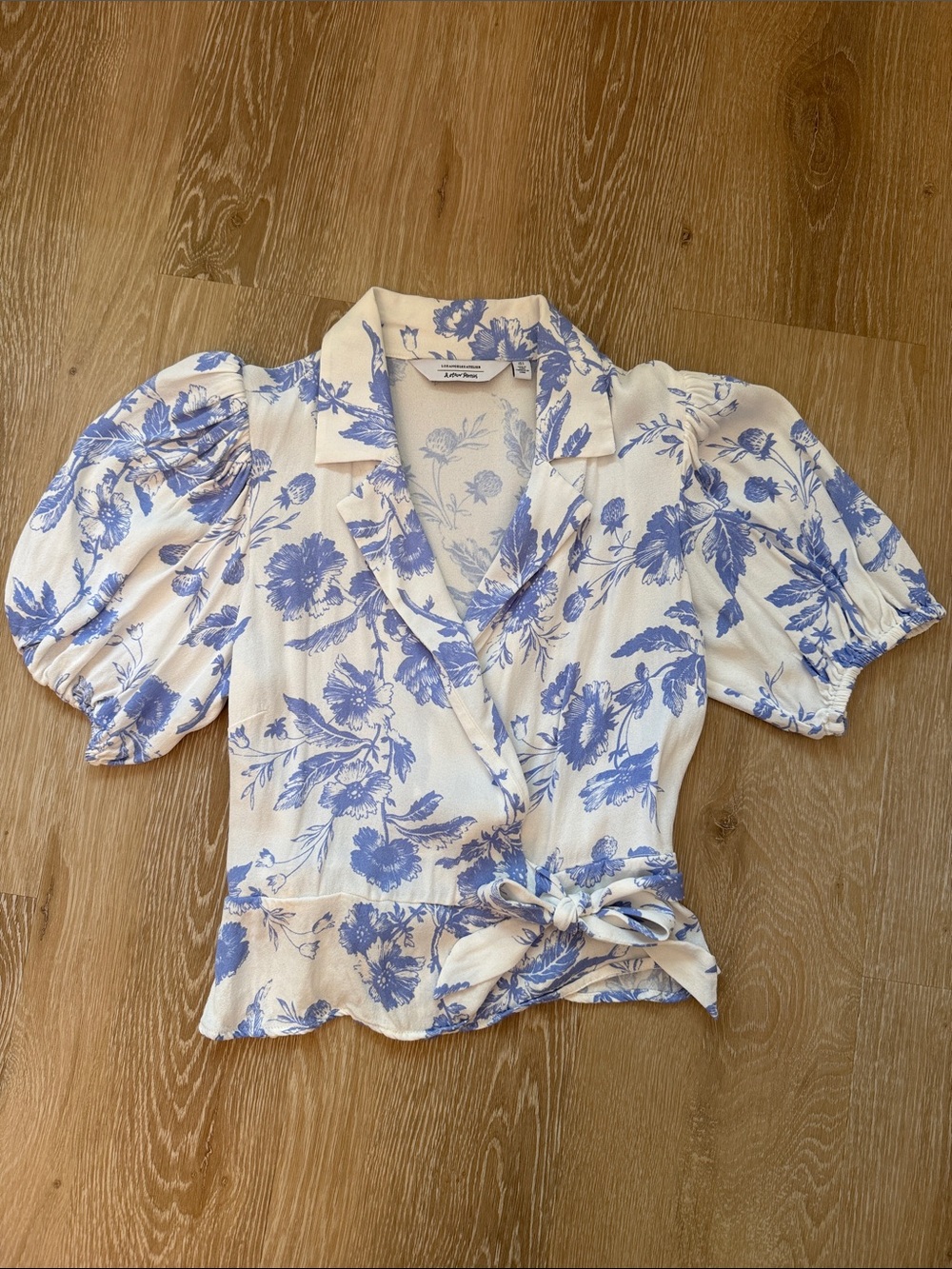 & Other Stories Cropped Floral Wrap Top Size 2